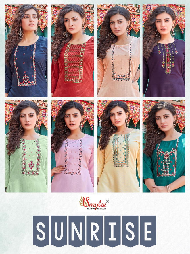 Smylee Sunrise fancy Regular Wear Rayon Heavy Designer Kurti Collection